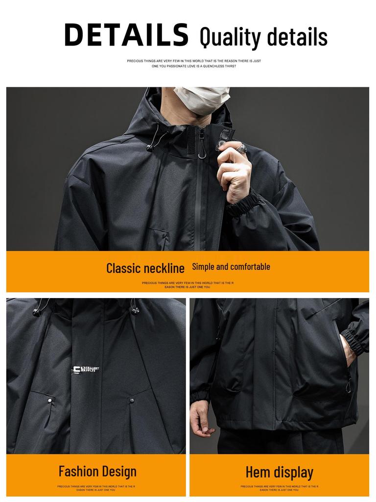 Men's Windproof Outdoor Shell Jacket - 2025 Autumn/Winter Thickened Cotton Casual Workwear Outerwear