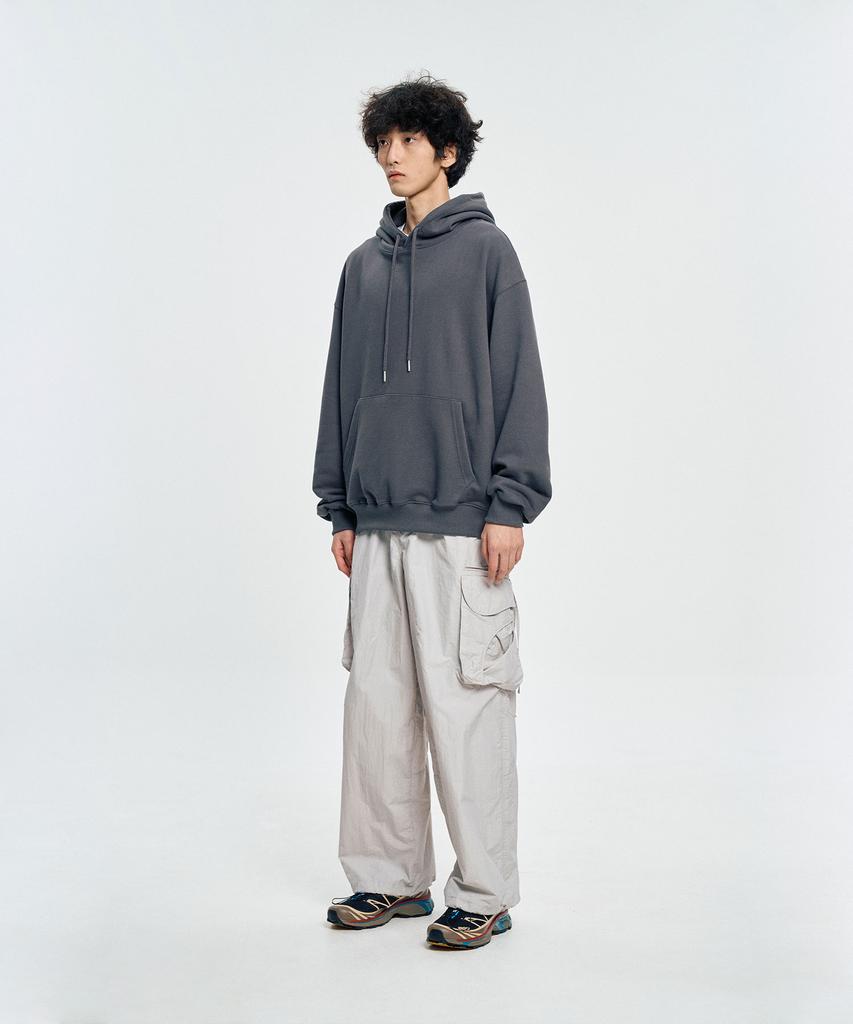 Peach Skin Balloon Over Hoodie - Charcoal