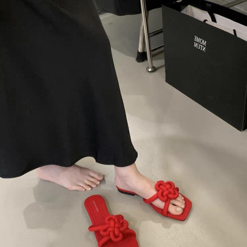 Fashion 2025Designer Summer Women Fashion Butterfly-knot Slippers Casual Open Toe Beach Vacation Slides Party Dress Shoes