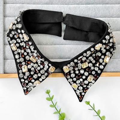 Eleganter abnehmbarer Kragen aus Diamantkristall für Damen, falscher Schal, Schulterwickel, Revers, modisches Accessoire für Damen