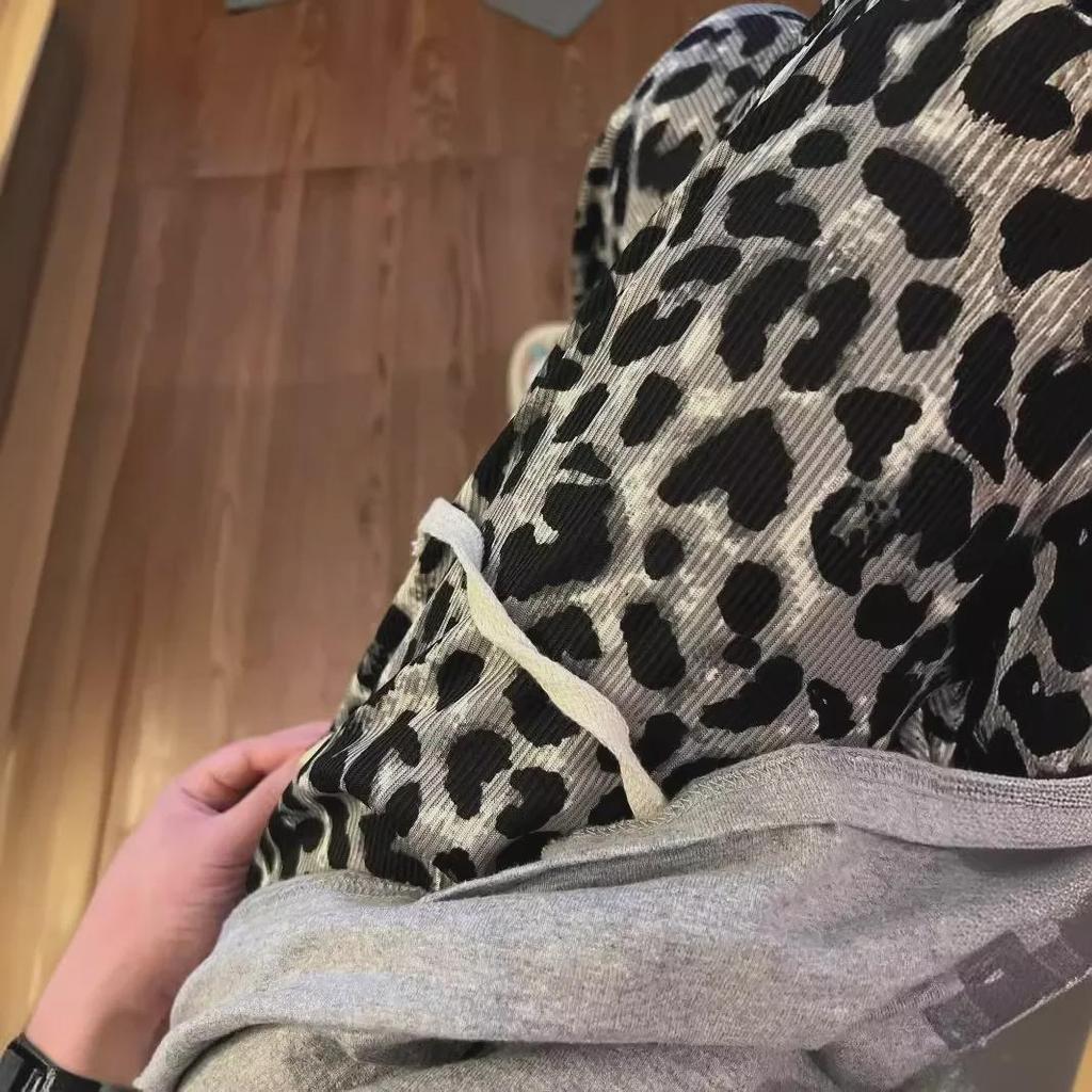 2024 Women's Ice Silk Leopard Print Wide-Leg Pants, High Waist, Drawstring, Draped Cool Style