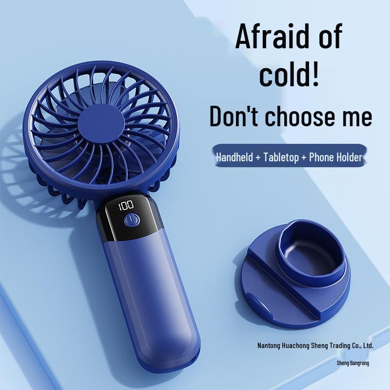 2026 Rechargeable 6-Speed Silent Mini Handheld Desktop Fan with Digital Display