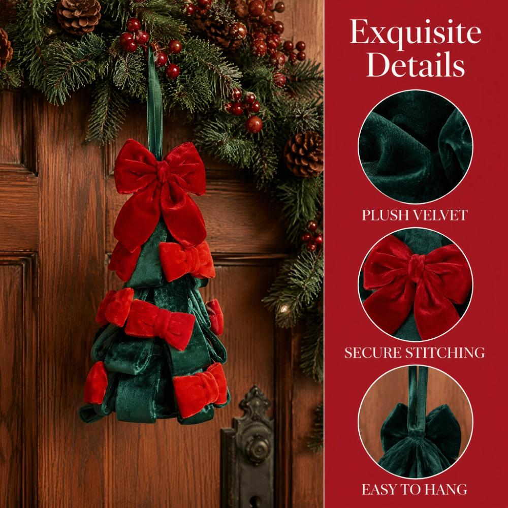 Handmade Craft Hanging Pendant Velvet Bow Christmas Tree Decor Christmas Ornament Home Decor