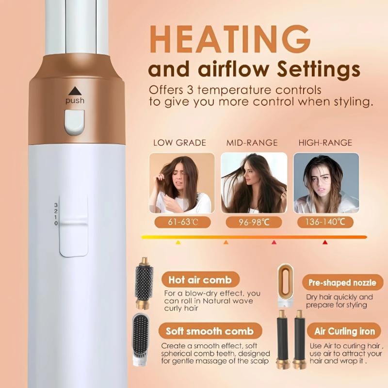 7 in 1 Haarstyler Kundenspezifischer Ein-Schritt-Haartrockner Heißluft Auto Multi Styler Haarwellen-Stylingwerkzeuge Lockeneisen