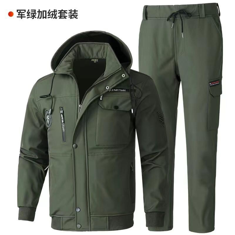

Charge Coat Overalls Suit Men s Plus Velvet Thick Cold-proof Warmth Dirt-resistant Wear-resistant Camouflage Labor Insurance 165 yards recommended 90-110 kg
