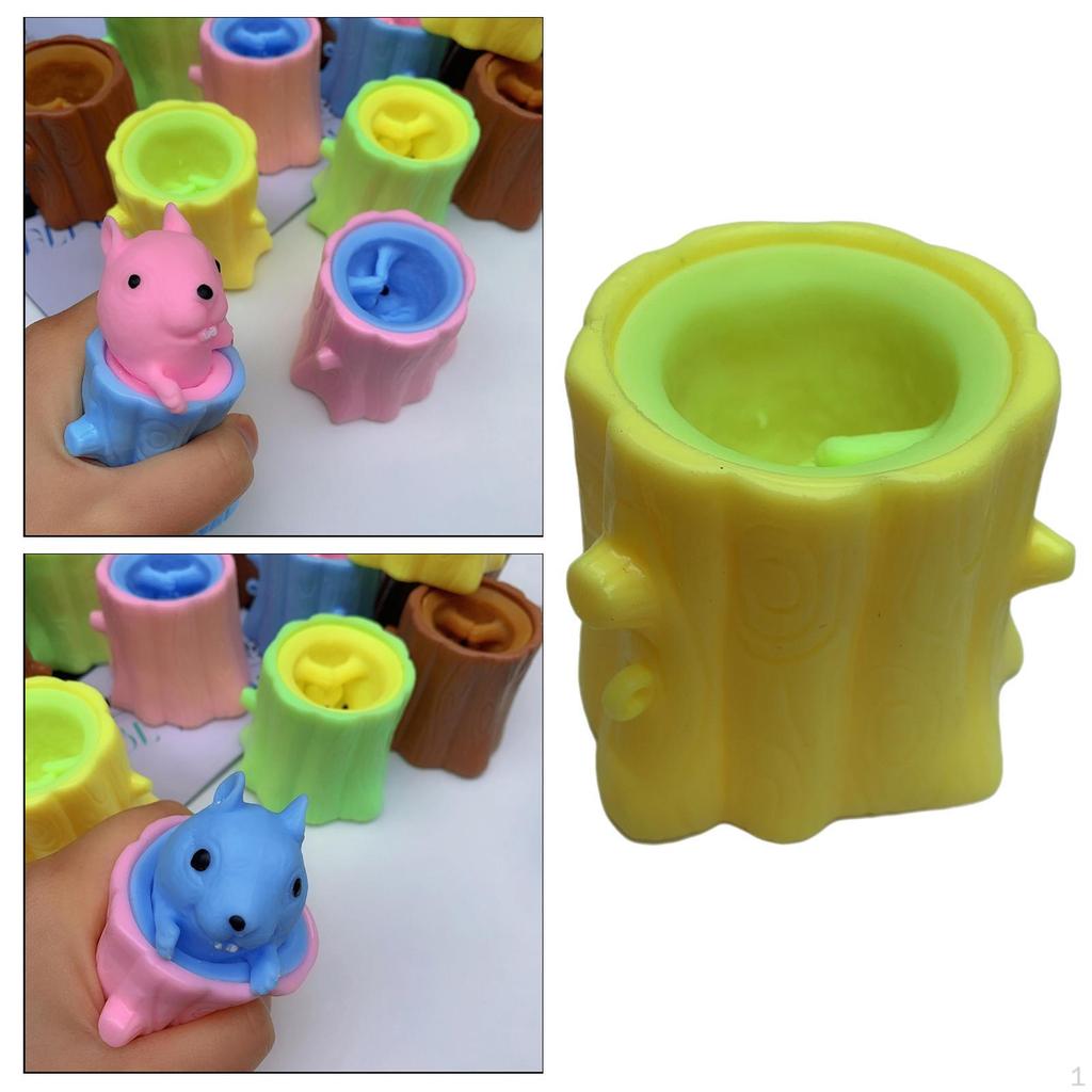 1pc Fun Squeeze Squirrel Cup Antistress Sensory Tree Stump