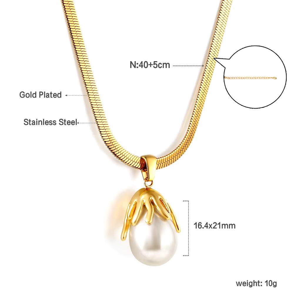 Women's Fashion Geometric Jewelry Light Luxury Multiple Styles Stainless Steel Pearl Pendant Choker Necklace