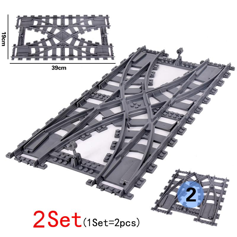 MOC Şehir Treni Hemzemin Geçidi Esnek Raylar Çatallı Düz Eğri Raylar Makas Yapı Taşı Tuğlalar Yaratıcı Kendin Yap Oyuncakları