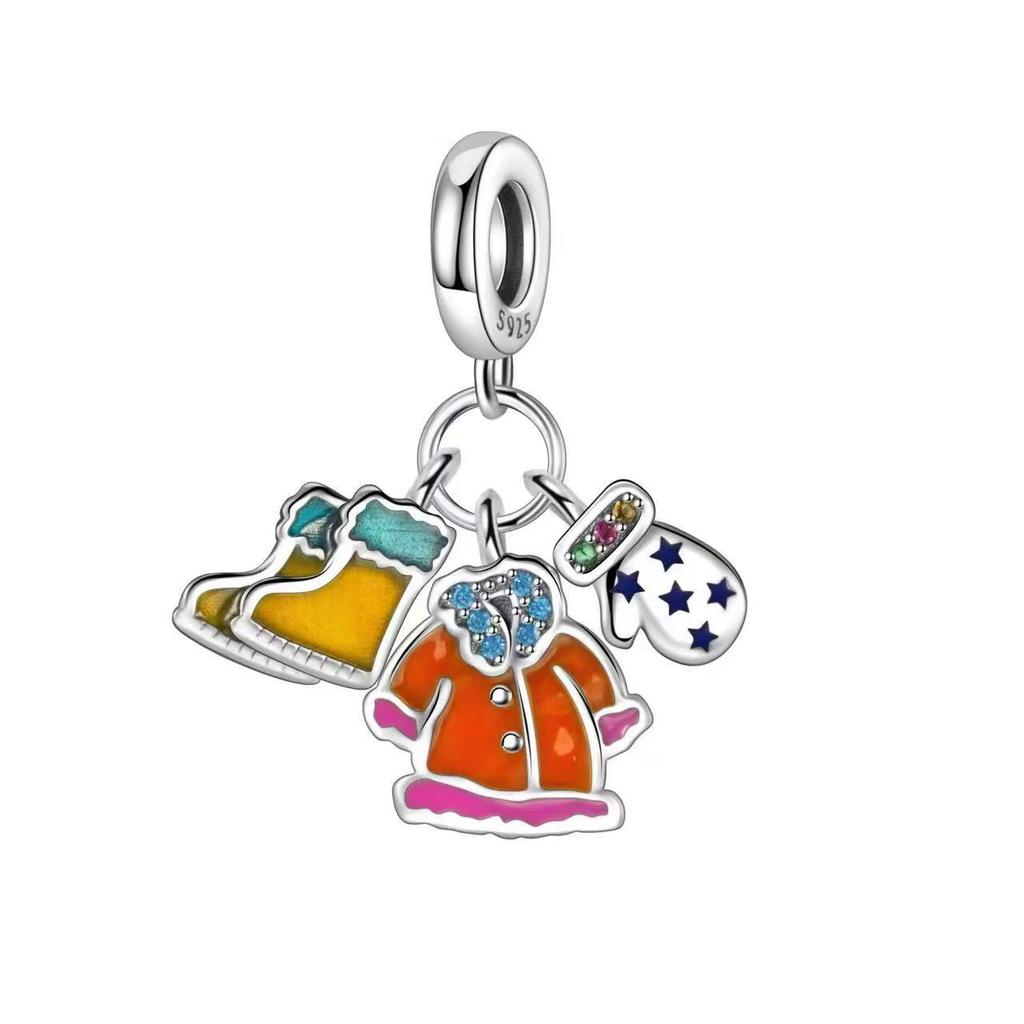 Brand New Christmas Copper Metal Santa Claus Snowman Charm Bead Component Bead Components Compatible With Pandora Authentic Original Bracelets Party
