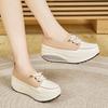Women Platform Loafers Students Casual Leather Elevator Shoes Thick Sole Height Increase Sneakers
