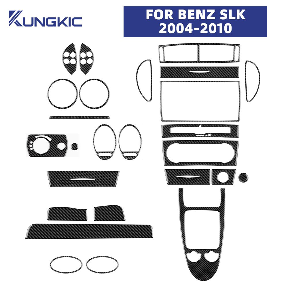 Interieur-Aufkleber im Carbonfaser-Stil für Mercedes Benz SLK R171 (2004-2010) - Armaturenbrett, Tür, Mittelkonsolen-Zierleisten-Aufkleber