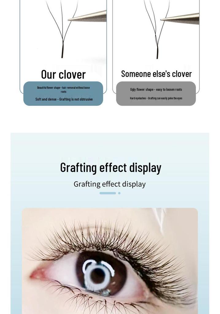 Three-Leaf Clover 3D Soft Natural Eyelashes, W-Shaped Grafting False Individual Strands with Money-Back Guarantee.