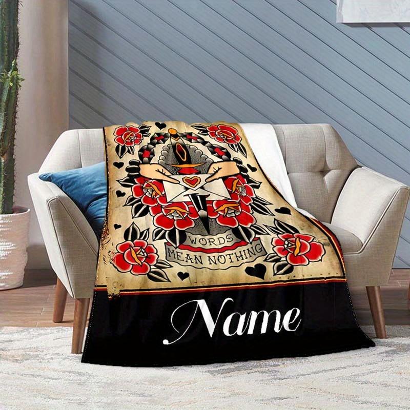 Tattoo Customize Your Name Blanket Warm Comfortable And Soft Blankets Are Suitable For Home Lunch Break Blanket Office Sofa Sofa Gift To Relatives And