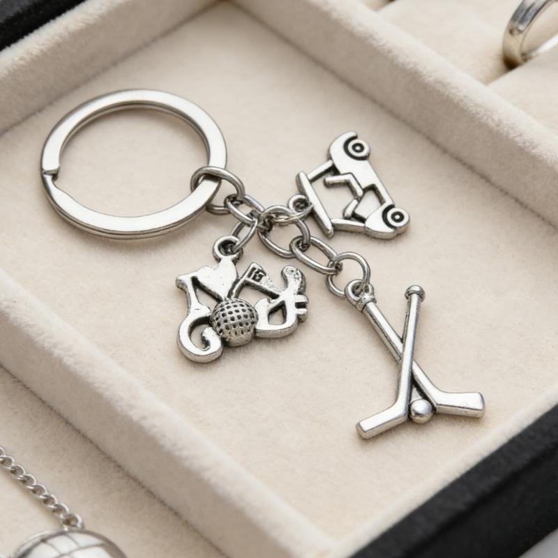 Golf Equipment Shaped Keychain with Golf Racket and Ball Sports Themed Keyring Accessory For Daily Essential