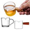 Coffee Milk Pitcher with Wooden Handle Mini Glass Creamer Cup for Espresso Small Sauce Dipping Bowl Measuring Scale Condiment Dish