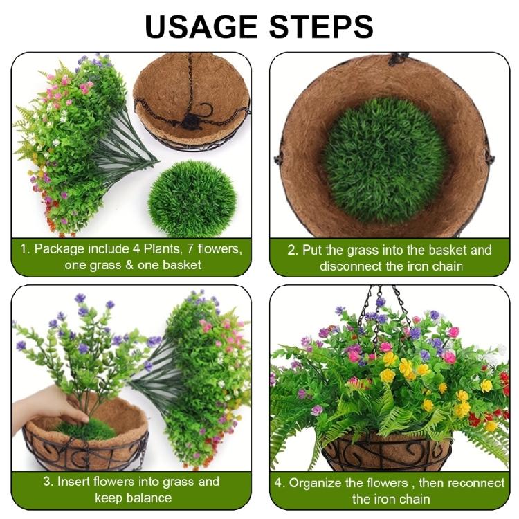 Hanging Flower Plant In Plastic Basket for Patios Garden Porch Deck Wedding Party Decorations