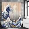 Ocean Wave Marine Shower Curtain, Bathroom Decorative Shower Curtain, Waterproof Shower Curtain with Hooks