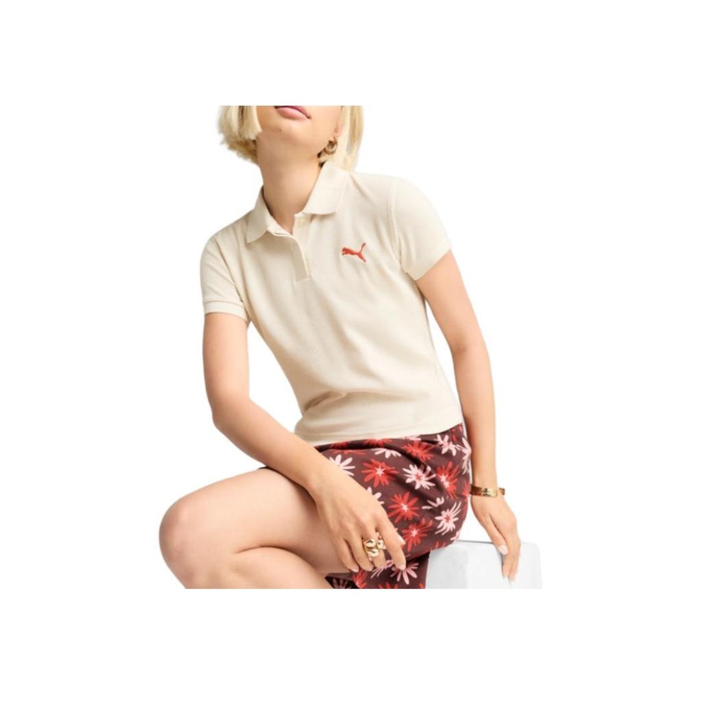 New PUMA Ess LogoPremium Polo Shirt Women's Snow 632929-87