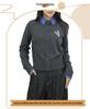 Nanyou Plaid Collar Knit Two-Piece Women's Slim-Fit Wool Blend Cardigan