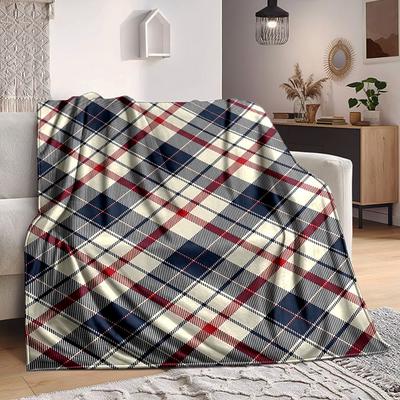 1pc Tartan Pattern Blanket Warm, Cozy, And Soft, Suitable for Sofas, Beds, Cars, And Office Use.Perfect for Camping And Travel, Making It a Great Gift