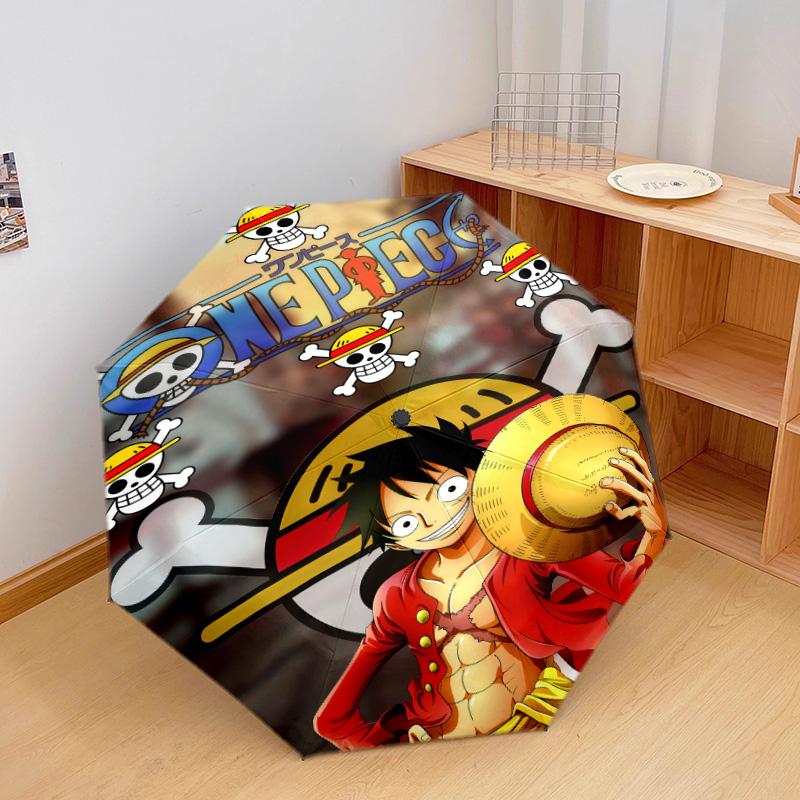 1 PC Automatic Folding Umbrella - One Piece Monkey D Luffy Pattern Portable Foldable Design With 8 Ribs Christmas Birthday Gifts