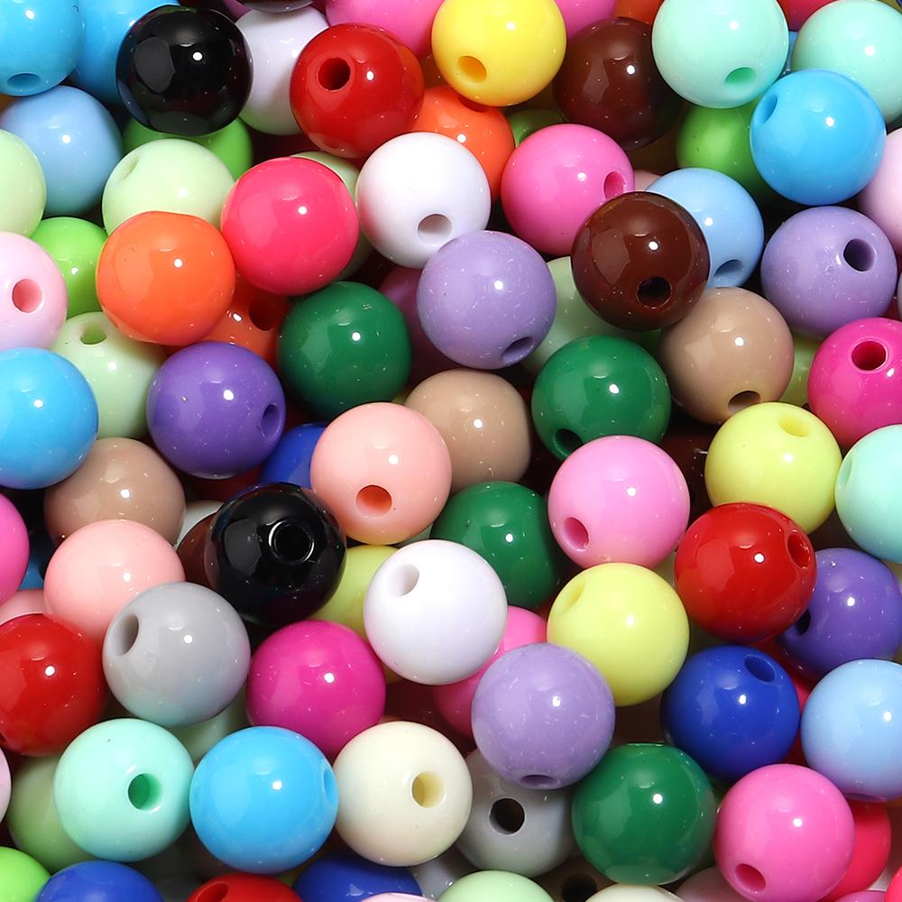 50-100Pcs/Lot 6-12mm Solid Color Round Acrylic Beads Loose Spacer Beads For DIY Keychains Decoration Handmade Crafts Accessories