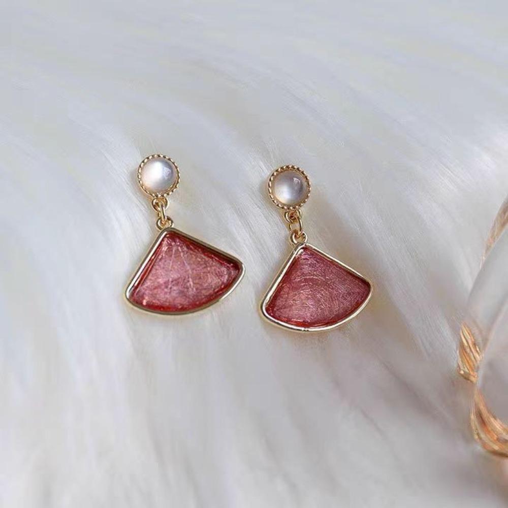 Diamond-set Love Opal Stud Earrings Design High-end Summer Earrings Niche Light Luxury High-end Versatile Earrings Jewelry