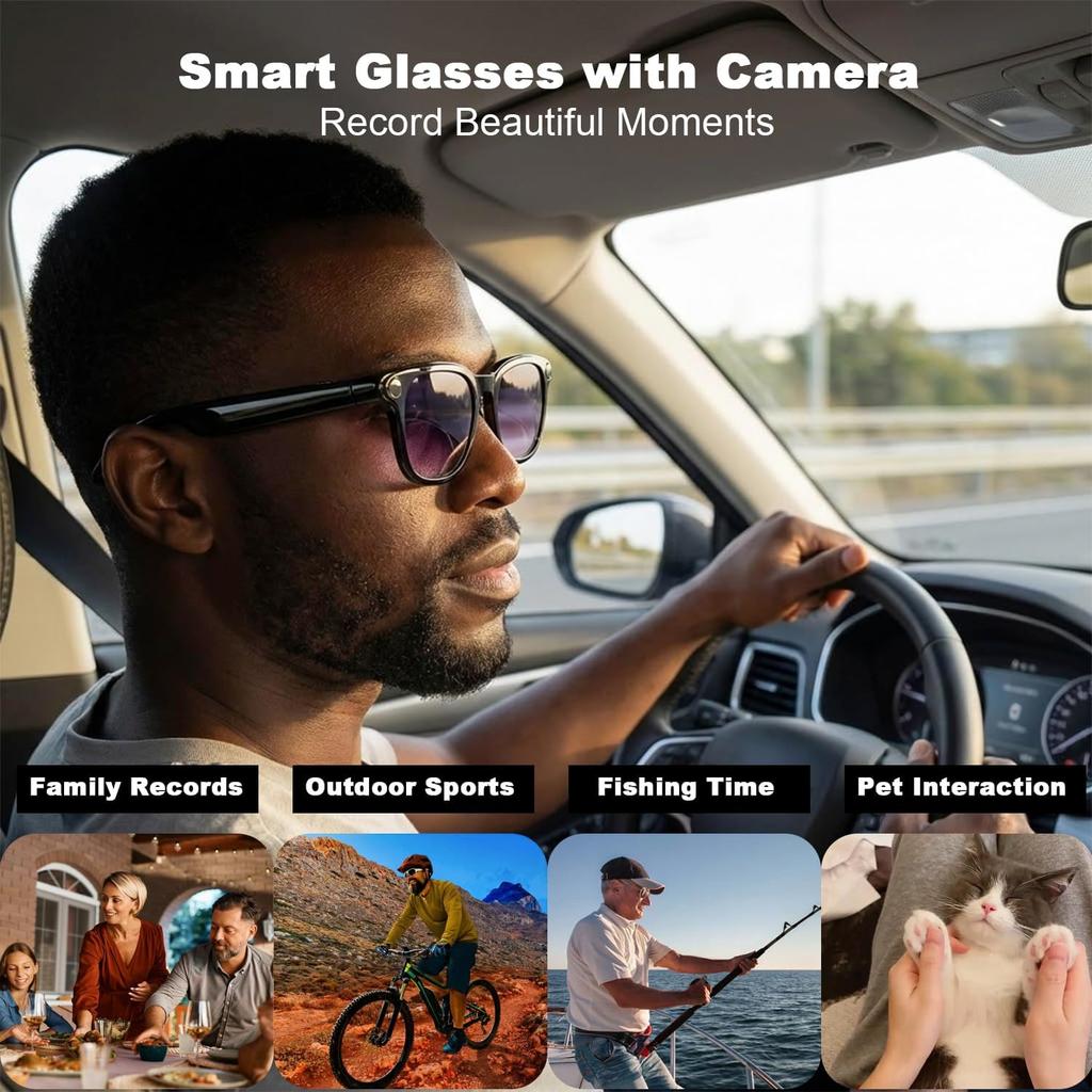 New AI Smart Glasses 1080P HD Camera Chat GPT 32GB Memory 144+Translation BT Call Music Video Smart Glasses For Men Women