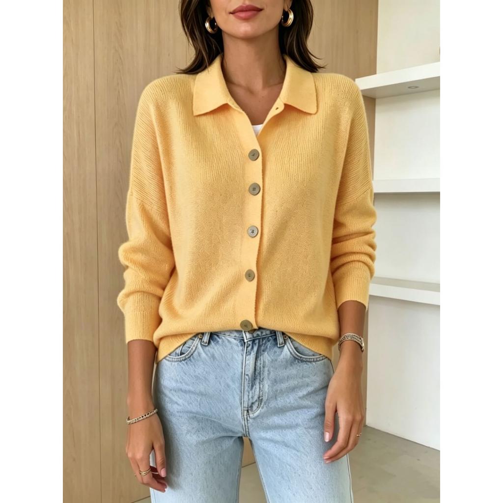 Knitted Cardigan, Button Up Women's Sweater, Outerwear, Autumn and Winter New Styles, Solid Color, Casual, Fashionable Women's Clothing