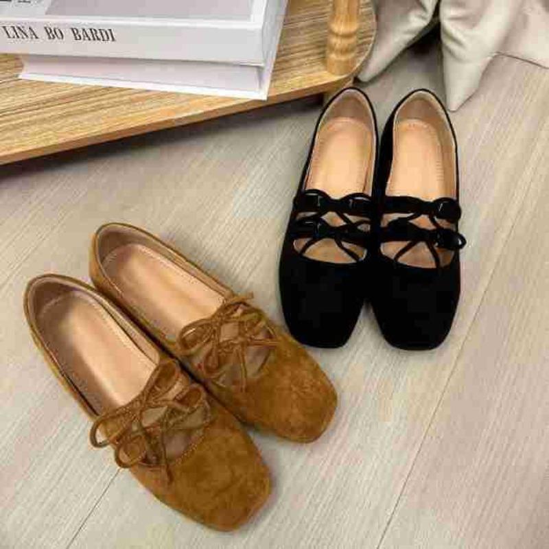 Double Bow Light Mouth Single Shoes Women's Autumn New Products Small Inner Height Increase Thick Heel Square Head Retro Mary Jane Shoes