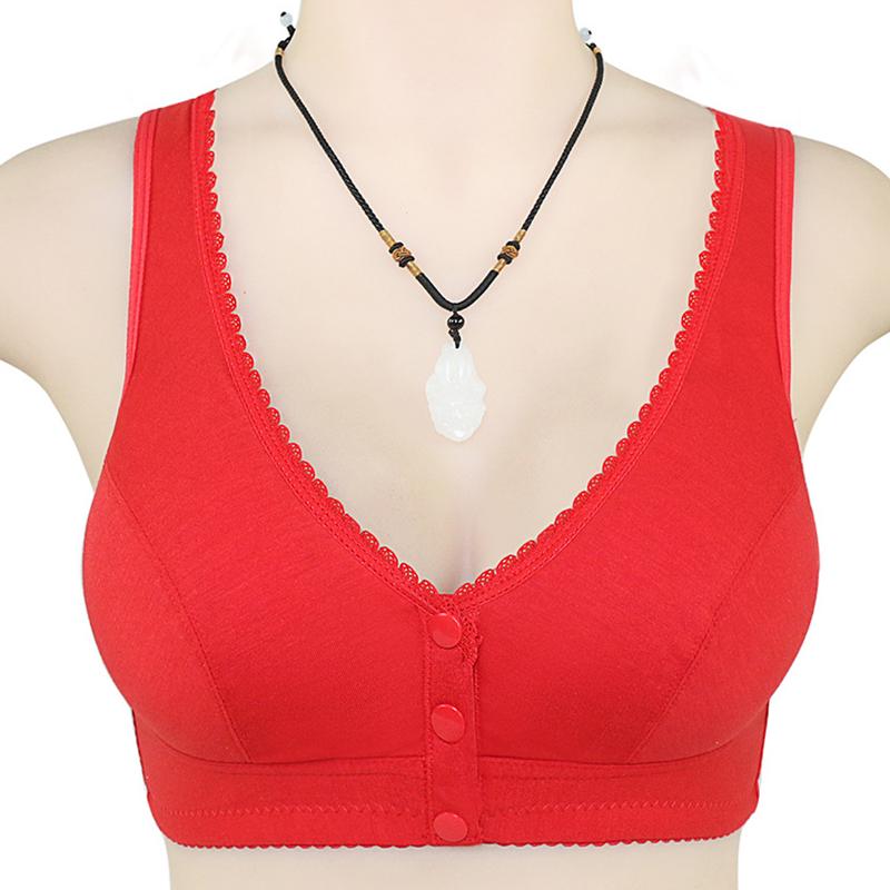 1Pc Push Up Bra Print Flower Polyester Fiber Lingerie Underwear Confortable Bra Female Wire Free Bra Big Bust Front Closure