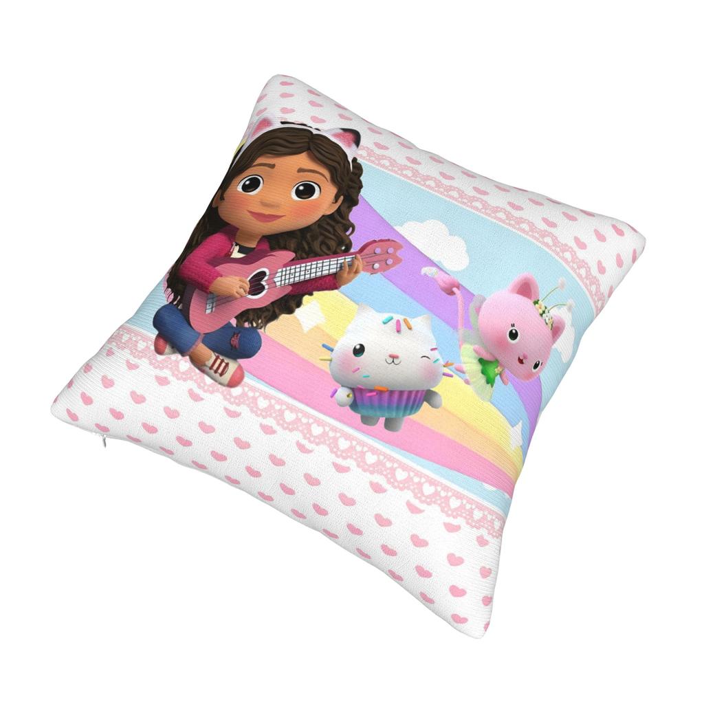 Gabbys Dollhouse Cartoon Pillowcase Printed Polyester Cushion Cover Decoration Pillow Case Cover Home Square 45*45Cm