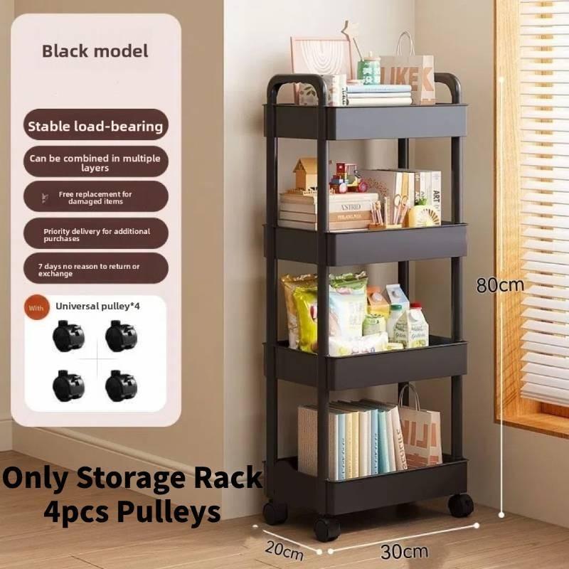 Mały wózek do przechowywania z składanymi, obrotowymi, mobilnymi półkami do organizacji kuchni i sypialni