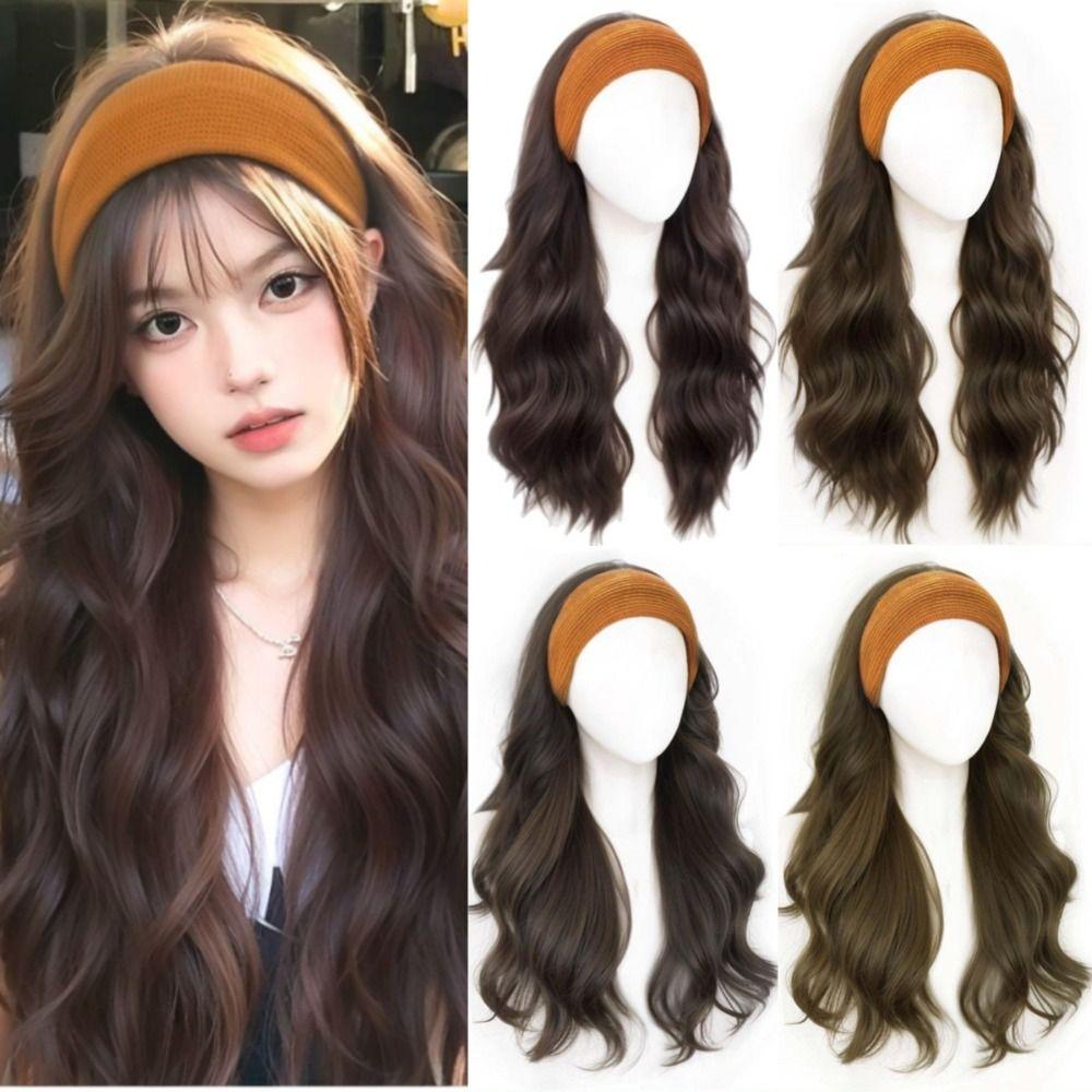 Hair Hoop Half Headband Wig Hairpieces Long Wavy Curly Hair  Party