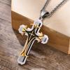 Stylish Men's Cross Necklaces, Waterproof Stainless Steel Catholicism Cross Pendant Collar, Prayer Religious Faith Jewelry