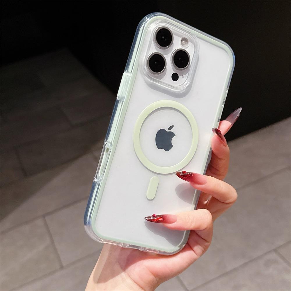 Luxury Transparent Magsafe Phone Case For iPhone 16 15 14 13 12 11 Pro Max Plus Clear Magnetic Bumper Back Cases Cover