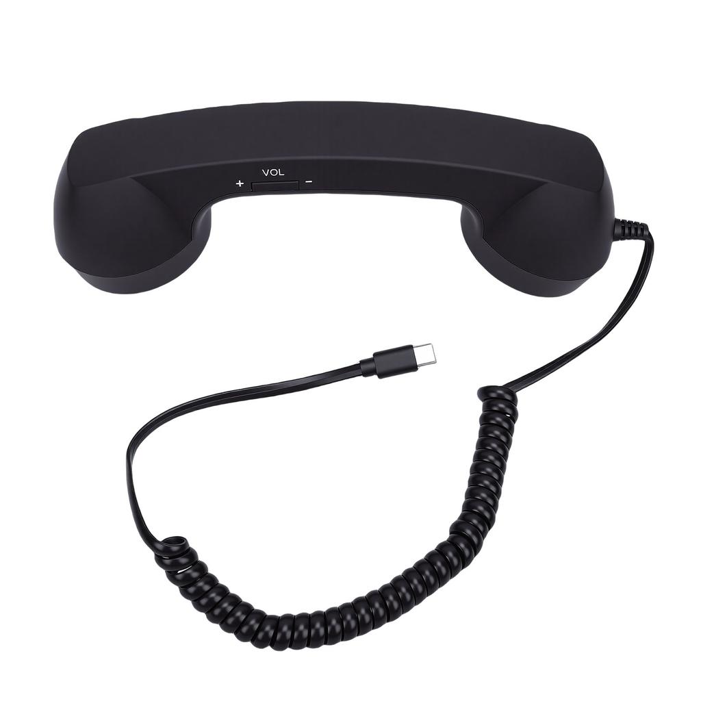 Retro Phone Handset Type C Wired Telephone Handset Handheld Receiver with Mic and Speaker for Conference Call