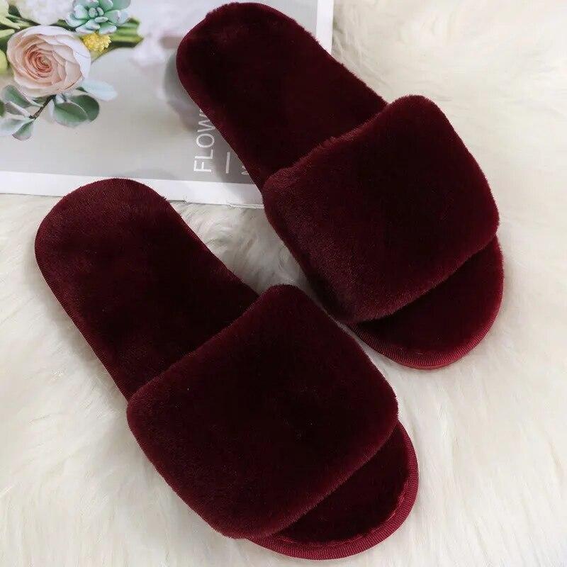 Winter Dames Winter Huis Furry Pantoffels Antislip Casual Binnen Flats Vloer Schoenen Dames Slippers Warme Schoenen Effen Kleuren