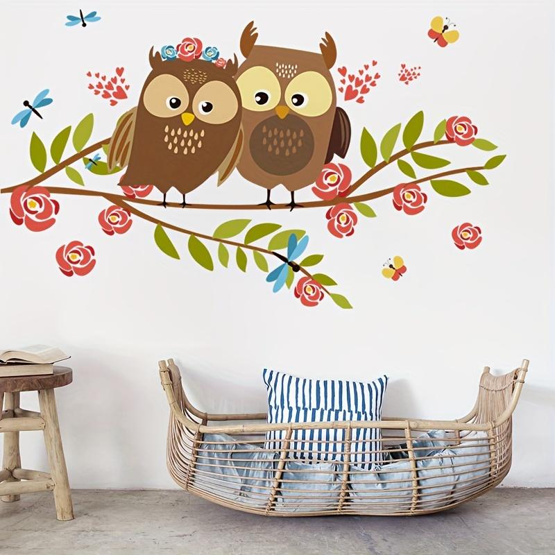 Wall Sticker Romantic Love Owl Couple Self-Adhesive Wall Stickers Bedroom Entryway Living Room Porch Home Decoration Wall Decor Decals