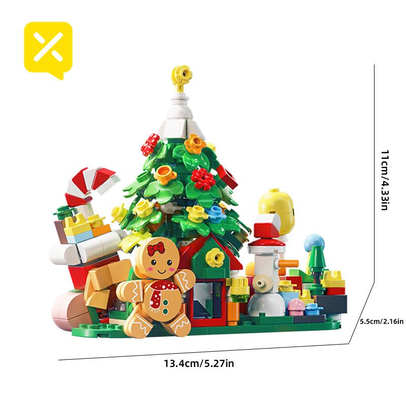 12-in-1 Christmas Tree House Building Blocks Gift Set with Gingerbread Man Decorations STEM Children's Building Blocks Toy Set