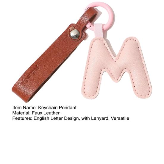 Keychain Pendant Imitation Leather Macaron Color English Letter Design Bag Charm Backpack Car Accessories