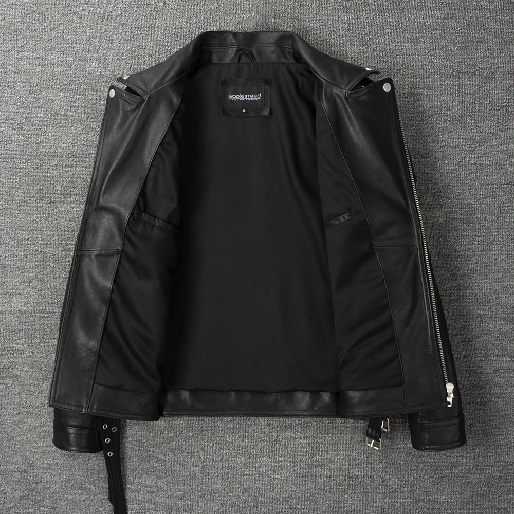 Motorcycle Style Jackets Natural Tanned Sheepskin Soft Genuine Leather Jacket Men Black Moto Biker Skin Coat Spring Autumn