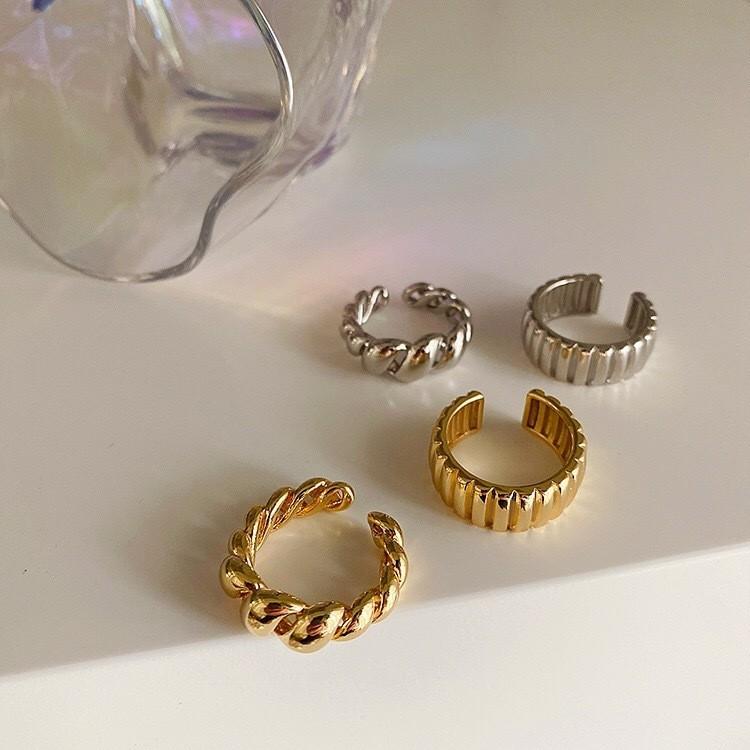 Korean Fashionable Style Gold Plated Twisted Open Ring With Adjustable Fit Women For