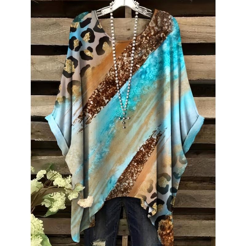 

Women s T-Shirt Fashion Leopard 3D Print Tops Summer Sexy Round Neck Short Sleeve Tee Street Casual Loose Woman Clothes 5XL