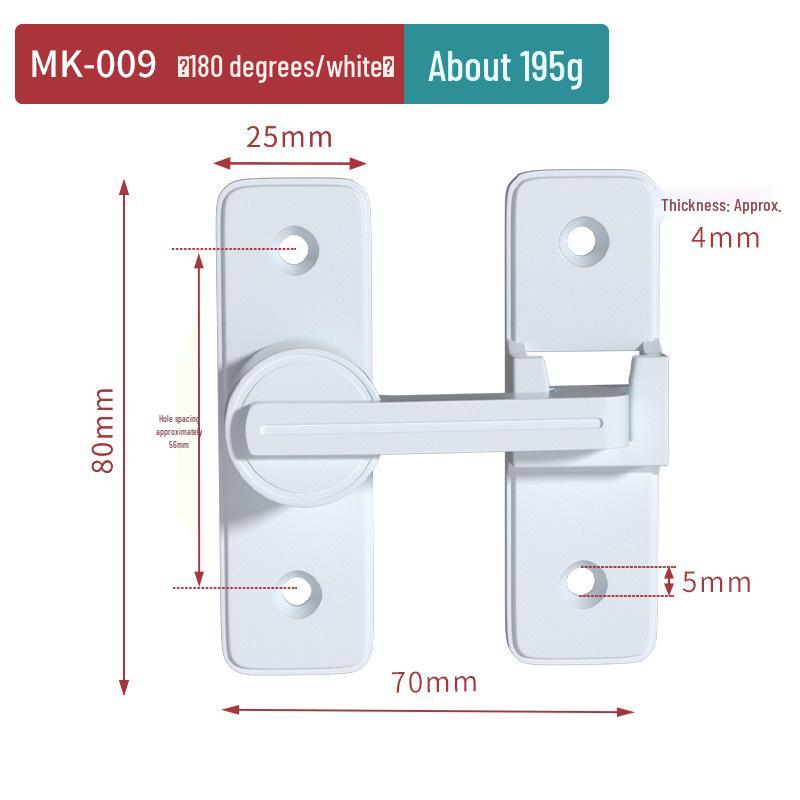 Zăvor luminos pentru ușă de baie, fără găurire