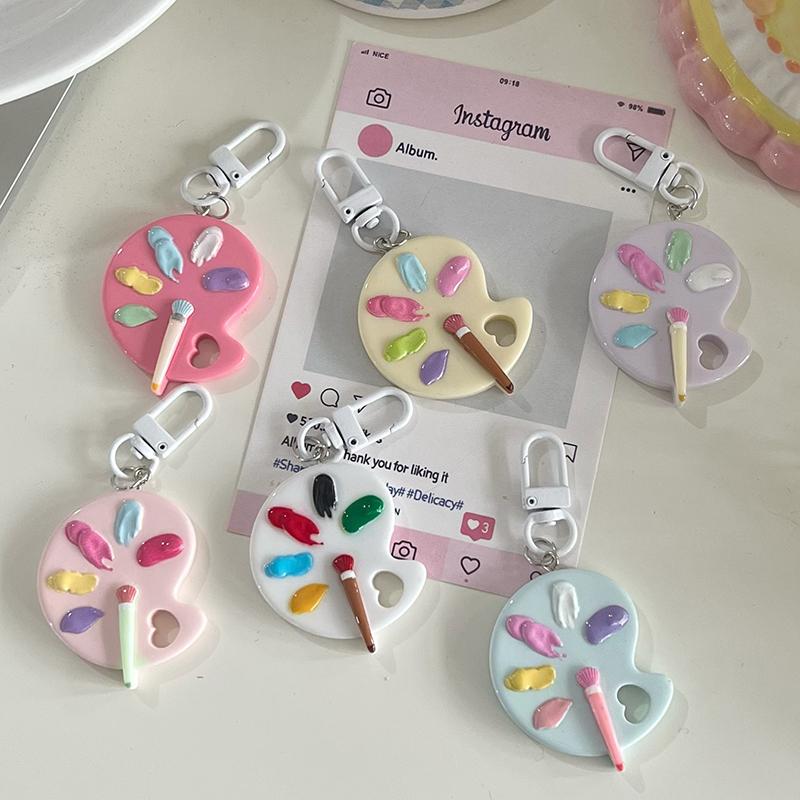 Classic Paint Palette Pendant Keychain Car Heart-Shaped Cute Keyring Art Course Grauduation Souvenir Gifts