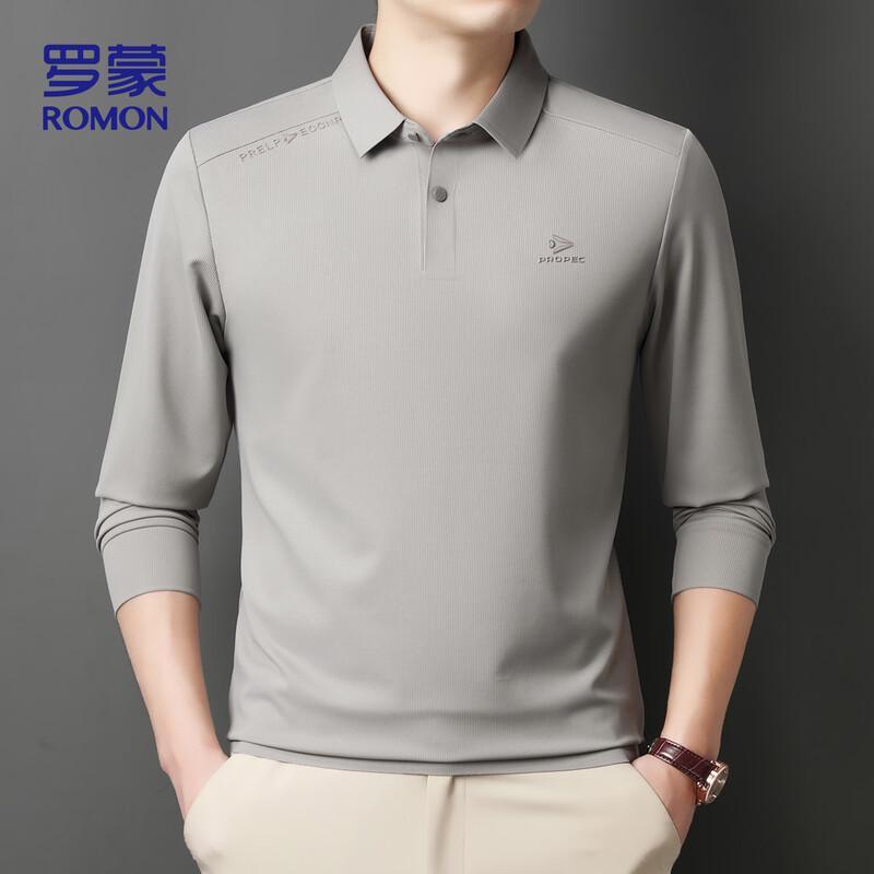 

Romon Men s Business Casual Long Sleeve Polo Shirt 115