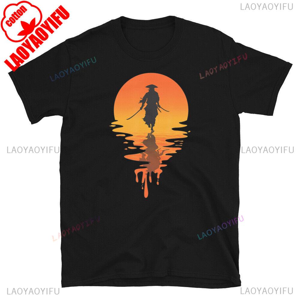 Samurai Retro Bushido Warrior Cool Print T Shirt Men Crewneck Cotton Short Sleeve Summer Daily Life Male Casual Tee Tops