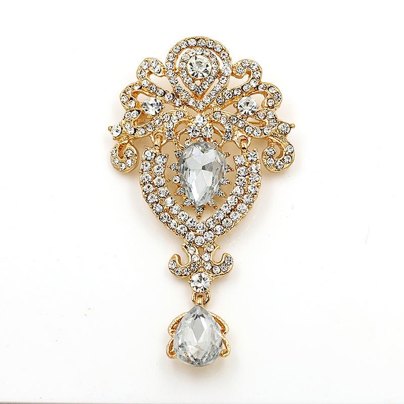 European & American Crystal Teardrop Brooch Zircon Pin Accessory