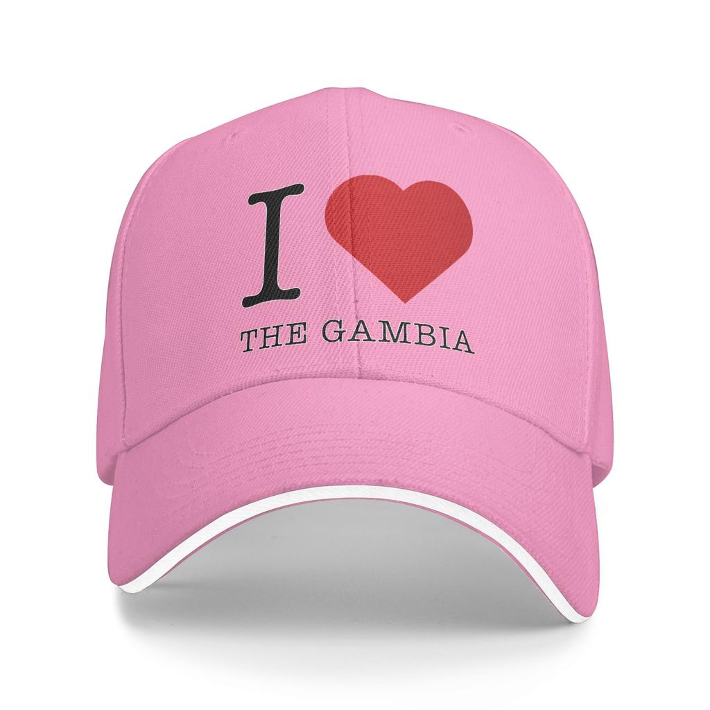 I Love The Gambia Casual Baseball Cap Running Hippie Trucker Hat Summer Sun Visor UnisexTeens Fashion Snapback Cap